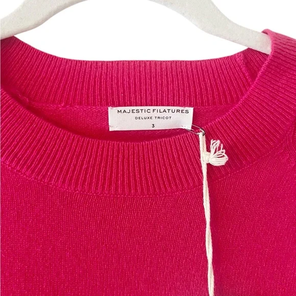 Majestic Filatures 100% Cashmere Crewneck Sweater. Bright Pink. NEW NWT! - Picture 3 of 7